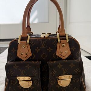 Louis Vuitton Manhattan GM Monogram Brown Canvas Dual Pocket Satchel Bag